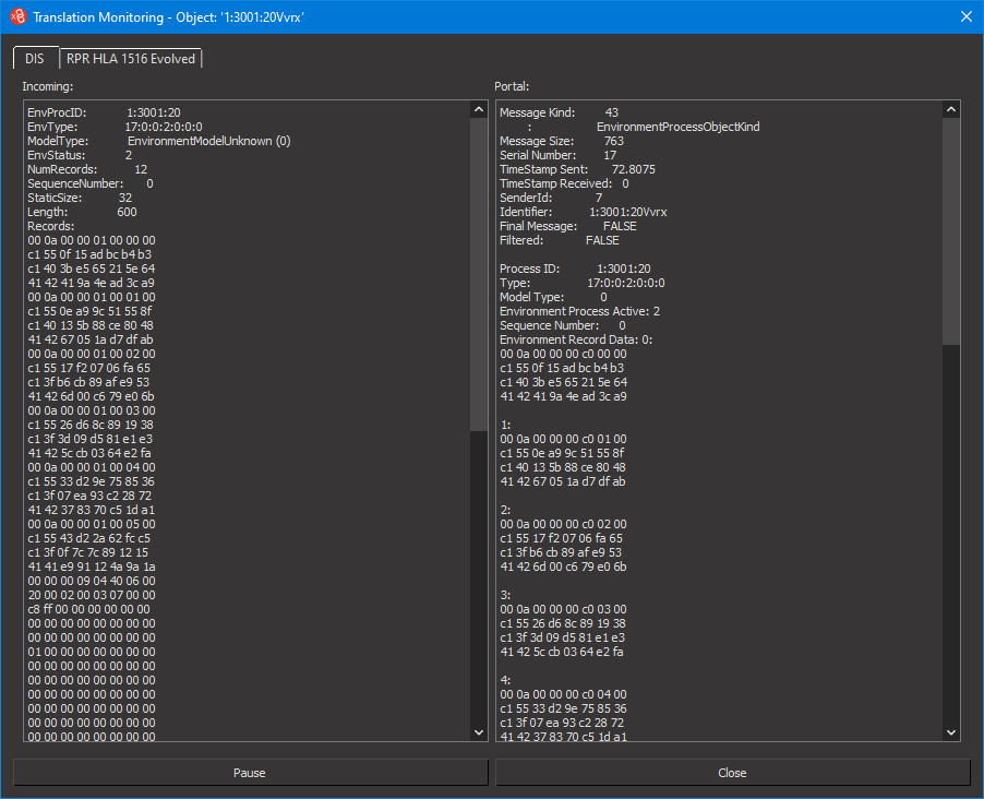 Translation Monitoring window